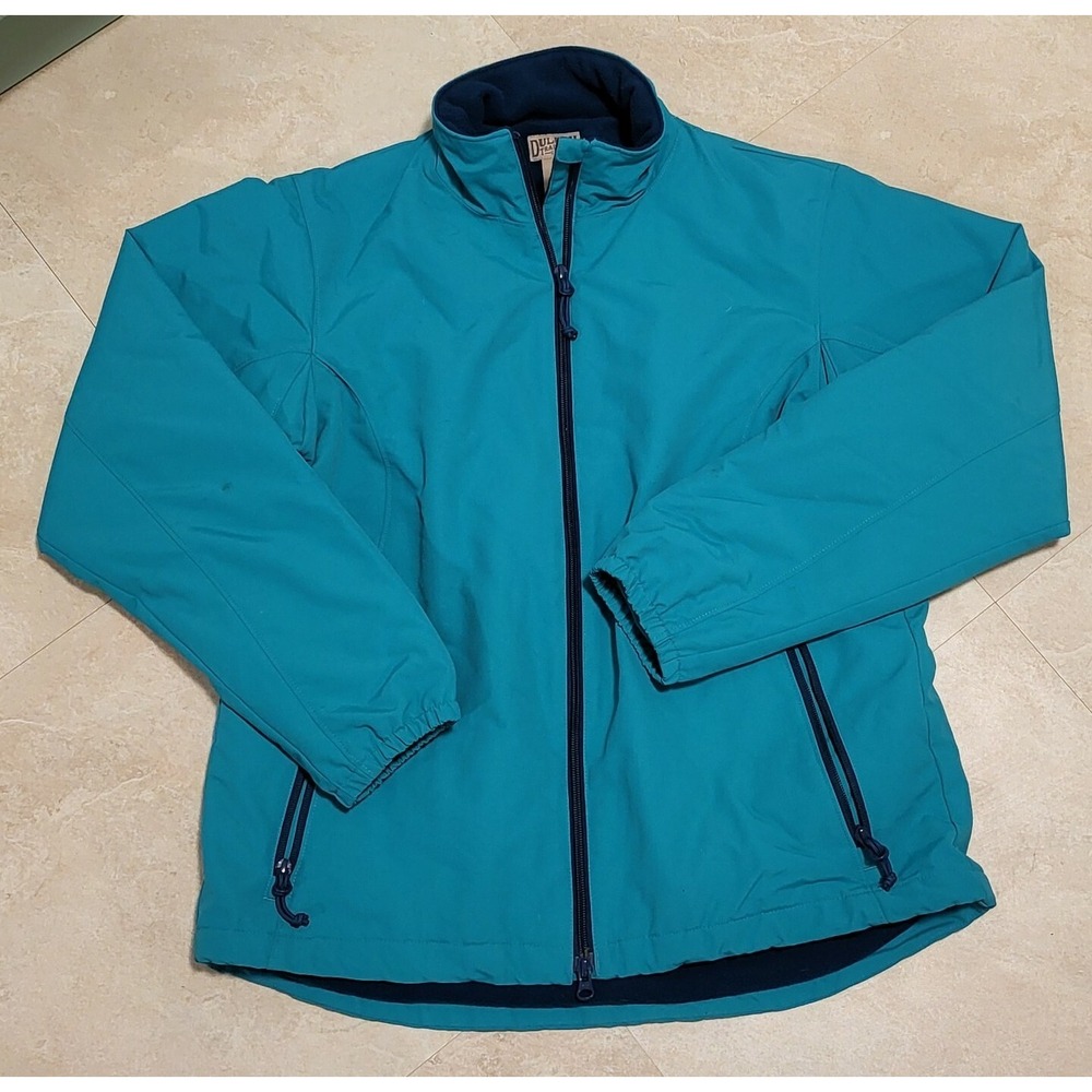 Duluth Trading Co Mens Green/Blue Nylon Fleece Lined Full Zip Jacket Sz M Medium